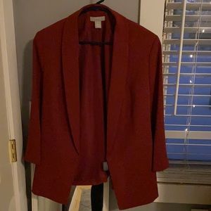 Red blazer with shoulder pads